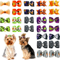 PET SHOW 20pcs Halloween Small Dog Hair Bows with Rubber Bands - 20pcs Halloween