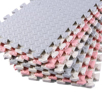 16 Tiles Foam Play Mat, Soft & Safe EVA Foam Mats for Floor - White/Gray/Lori Pink - image 4