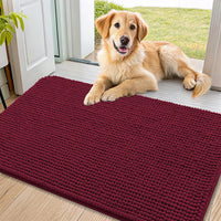 Smiry Dog Door Mat for Muddy Paws 30x20 - 36"X24" / Burgundy