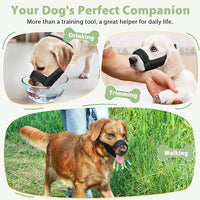 Mayerzon Dog Muzzle with Hook and Loop for Large Medium Small Dogs, Patented Soft Mesh Beagle Labrador Puppy Muzzles for Biting Chewing Grooming, Breathable, Adjustable, Allows Panting (Black, S)