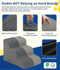 Dog Step for Bed, Dog Stair 3-Step 35D Pet Stair 15.7" H for High Bed or Sofa Non-Slip Balanced Pet Step Indoor, Grey