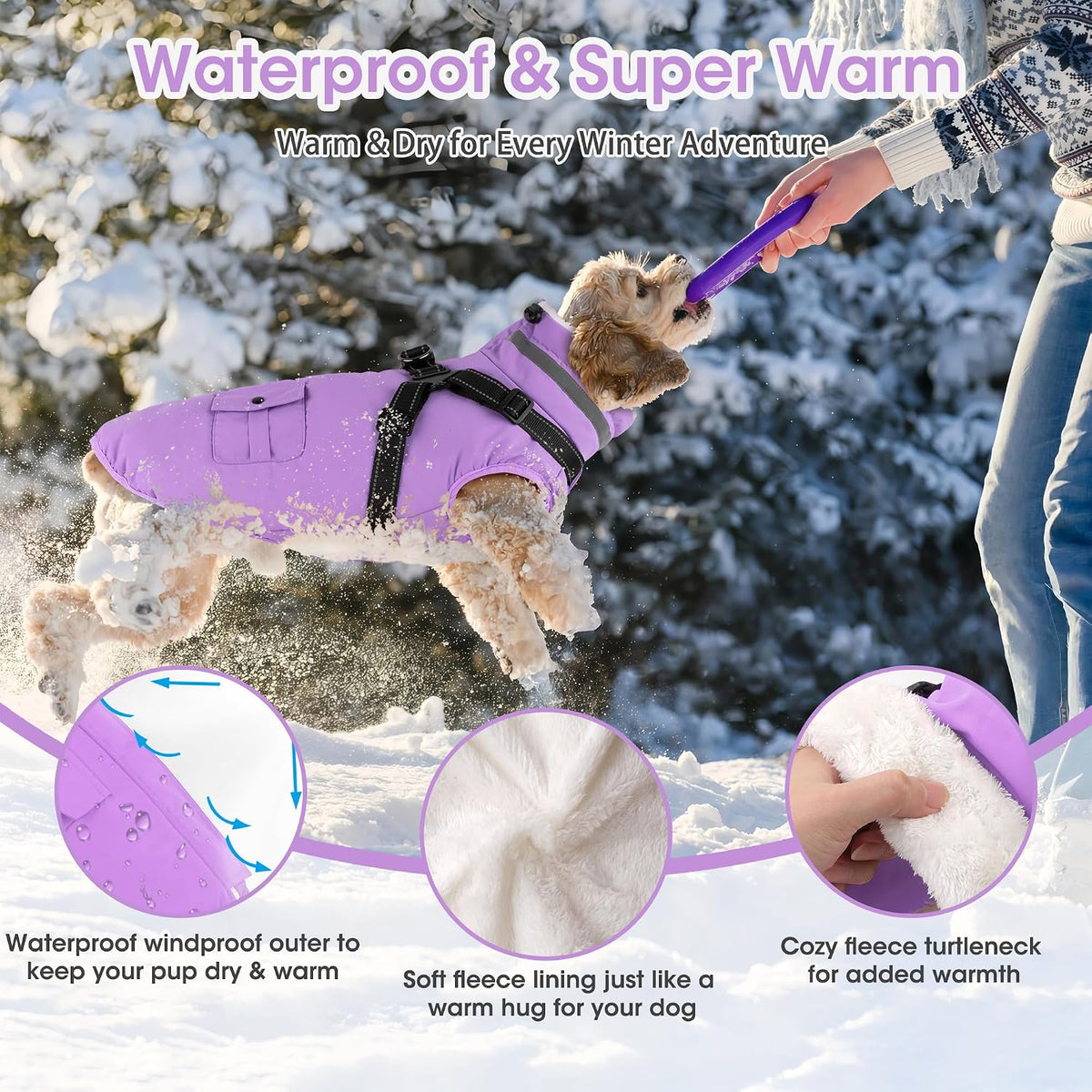 Dogcheer Dog Coat with Harness - Light Purple / Small(Chest:16.9"Back:11.8" Neck:12.5") - image 4