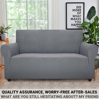 Super Stretch Couch Cover Universal Sofa Covers with Elastic Bottom - Light Grey / Medium (57"-70") - image 2