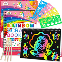 ZMLM Scratch Paper Art Craft: 2 Pack Rainbow Scratch Set for 3 4 5 6 - Mermaid