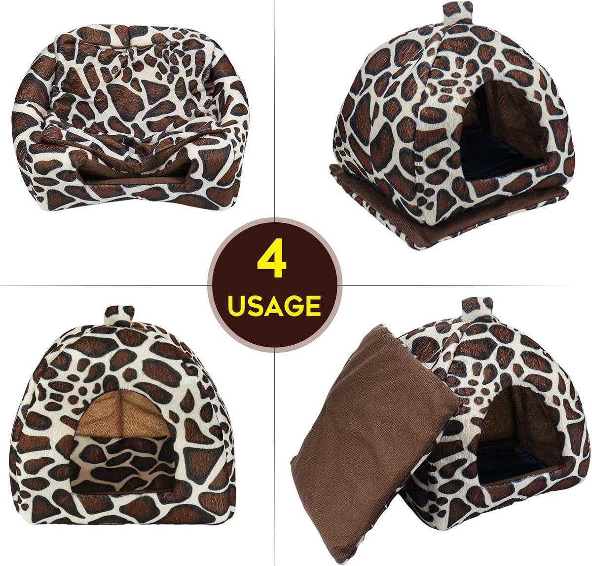 Mygeromon Guinea Pig Bed Rabbit Hideout Cuddle Cup – Daily Care for Small Pets - Leopard Print Style - image 4