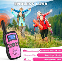 Wishouse Walkie Talkies for Kids Rechargeable with USB Charger 6000mAh Battery,Outdoor Camping Games with Flashlight Lanyard,Toys for Girls,Halloween Xmas Birthday Gift for Children 2 Pack Pink Purple