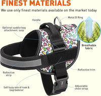 Dogline Dog Harness, Reflective No-Pull Adjustable Vest with Handle for Walking, Training, Breathable, No - Choke Harness for Small, Medium or Large Dogs Room for Patches Leopard Rainbow M 22"-28"