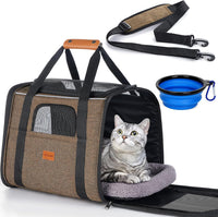 Morpilot Cat Carrier Soft for Large Medium Cats and Puppy up to – Essentials for Dogs - Brown / 17.3"L x 12.2"W x 13.4"H