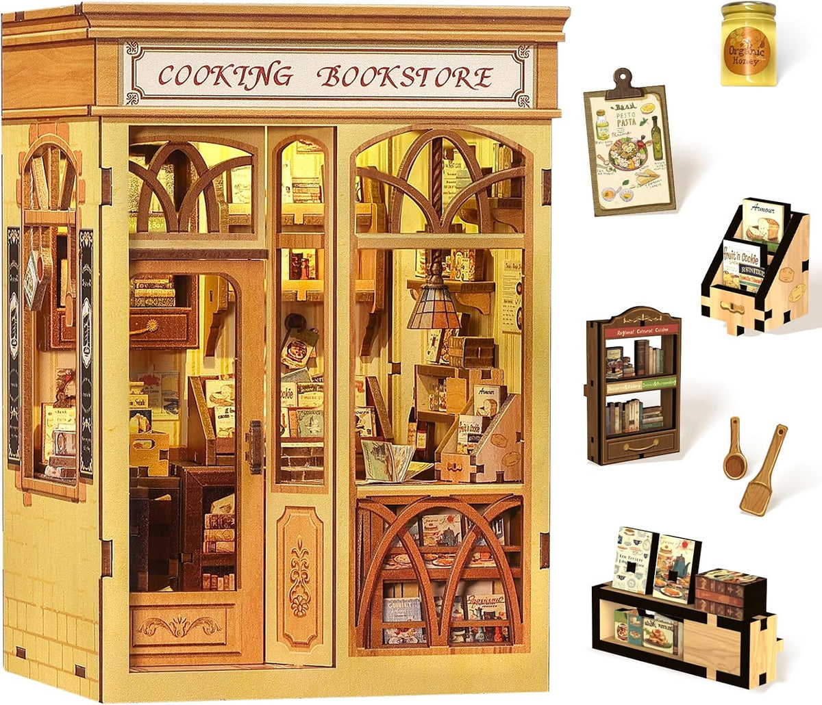 Fsolis Book Nook Kit Booknook Bookshop - Cooking Bookstore