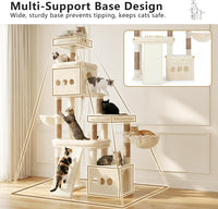 Heybly Cat Tree 72.4-Inch Anti-Tip Cat Tower with Spacious Perches - Beige / 72.4 inch - image 2