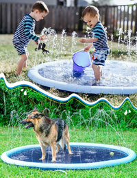 Jasonwell non slip splash pad sprinkler for kids and dogs spraying water in a backyard - view 19