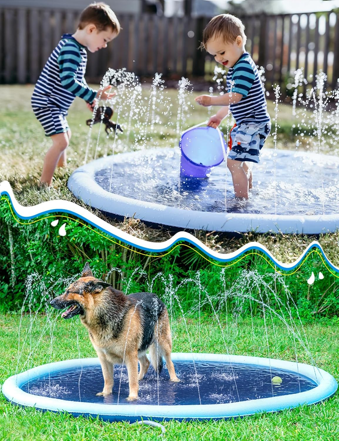 Jasonwell non slip splash pad sprinkler for kids and dogs spraying water in a backyard - view 19
