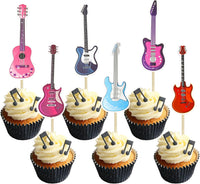 Gyufise 24Pcs Dance King Cupcake Toppers Glitter Jazz Dancers Happy - Pink Blue