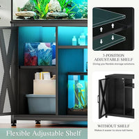 YITAHOME Fish Tank Stand with Power Outlets & LED Light, 40-50 Gallon Metal Aquarium Stand with Cabinet for Fish Tank Accessories Storage for Turtle Tank, Reptile Terrarium, 660LBS Capacity, Black