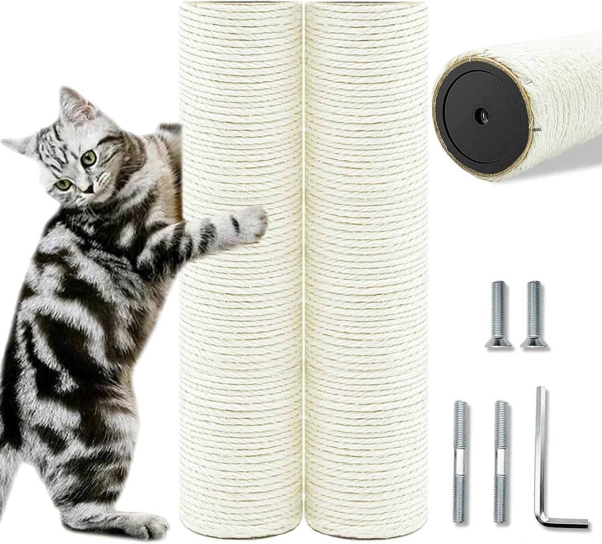 Cat Scratching Post Replacement Pole - M8*2poles / 30 cm / 11.81 in Beige