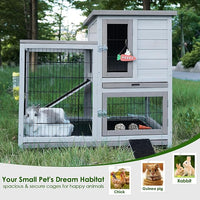Rabbit Hutch Indoor Bunny Cage Outdoor House with Urine Guards and 2 Trays for Small Animals Guinea Pigs