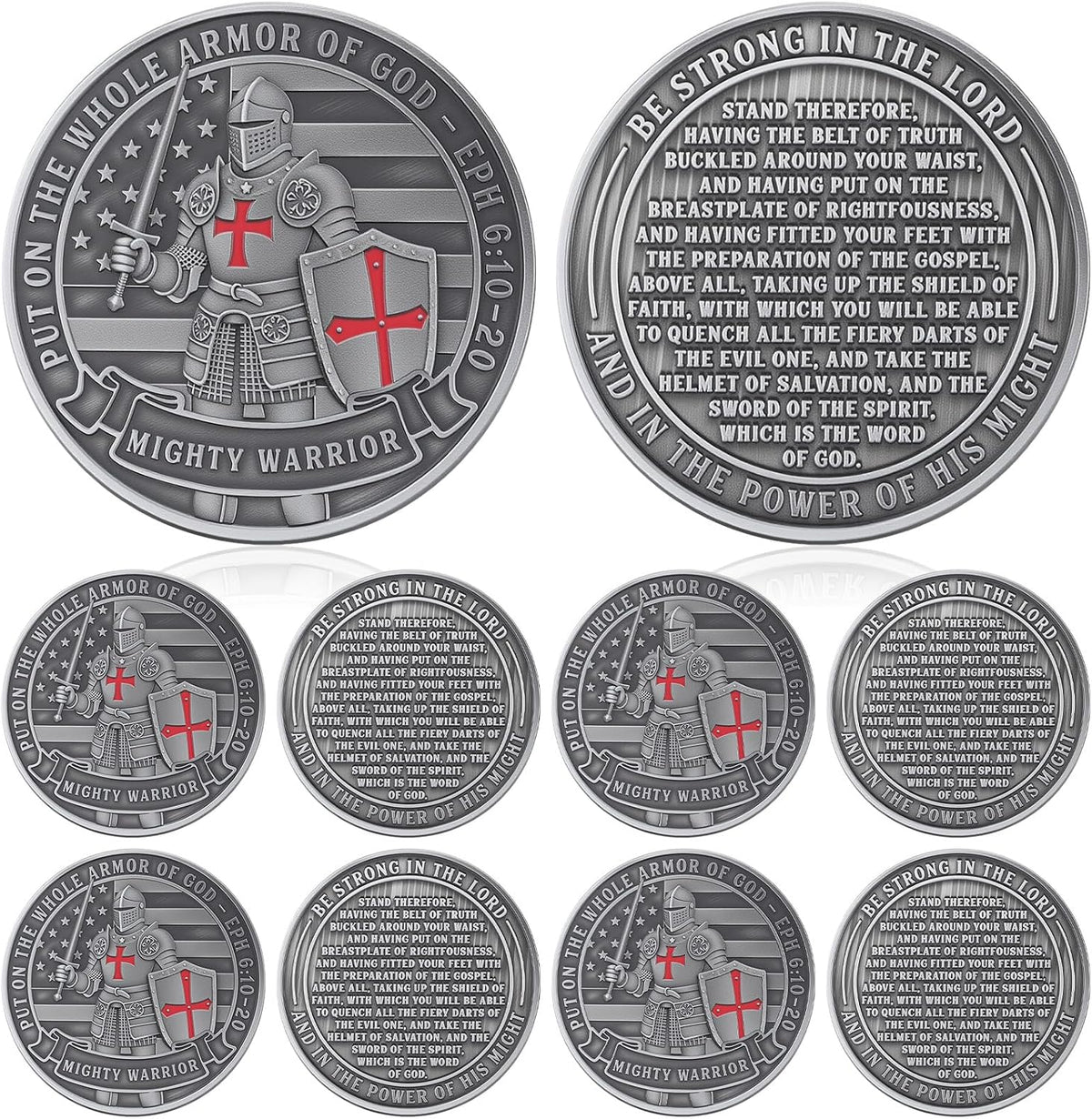 Nosiny 10 piece armor of God prayer coins in classic style alloy metal - view 8