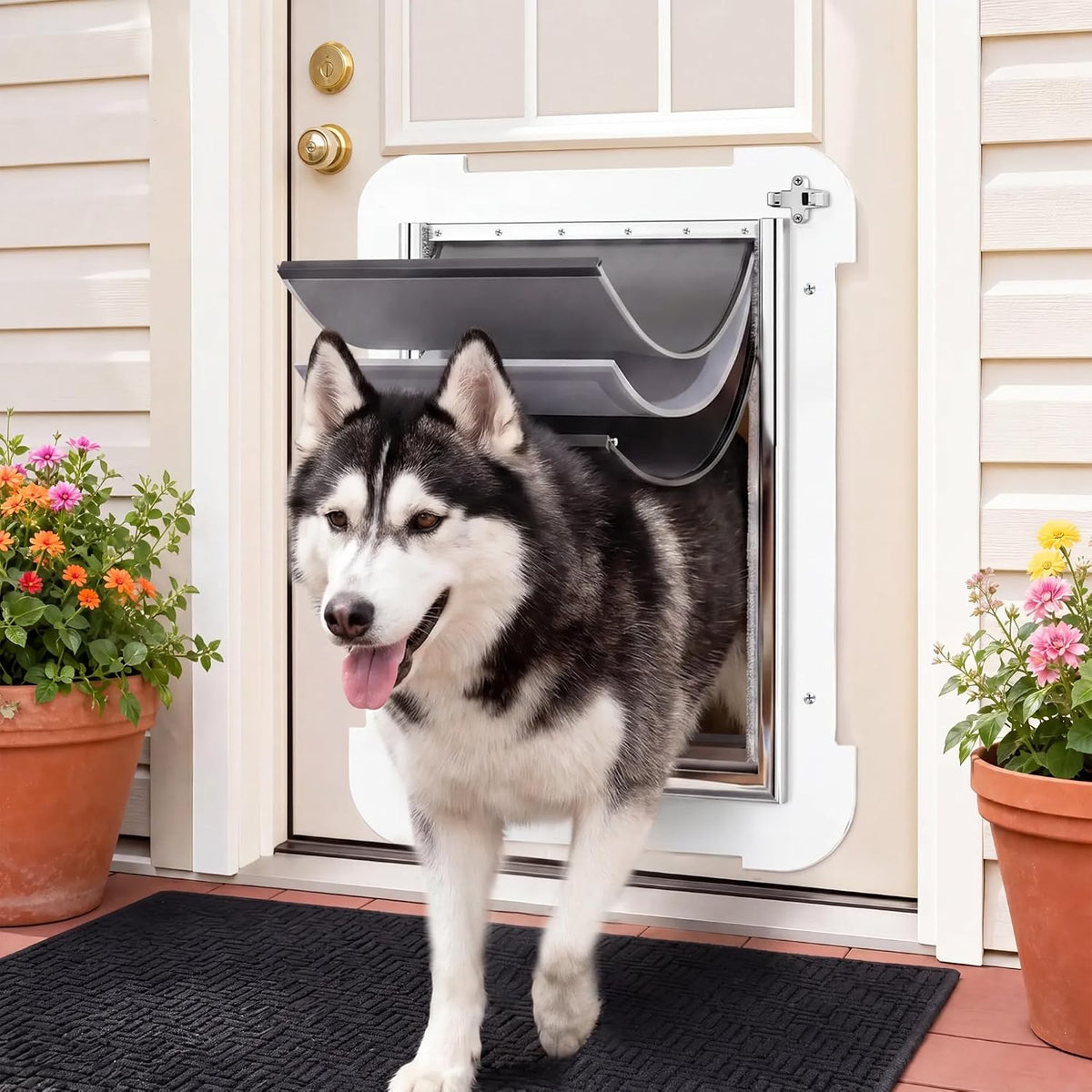 3-Flap Never Rust Extra Large Dog Door for Doors with Sliding Lock - X-Large / For Door - image 2