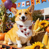 Fall Dog Bandana Artistic Sketch Maple Leaf Golden Orange - Gobble Turkey / Small - image 2