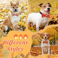 Hillban 50 Pcs Fall Collar Dog Bow Ties Maple Leaves Dogs Collar Accessories Pets Bow Ties Attachment with Elastic Bands Detachable Charms for Doggie Fall Autumn Costume