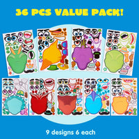 JOYIN 36 Sheets 9"x6" Make a face Stickers for Kids - Dinosaur - image 3