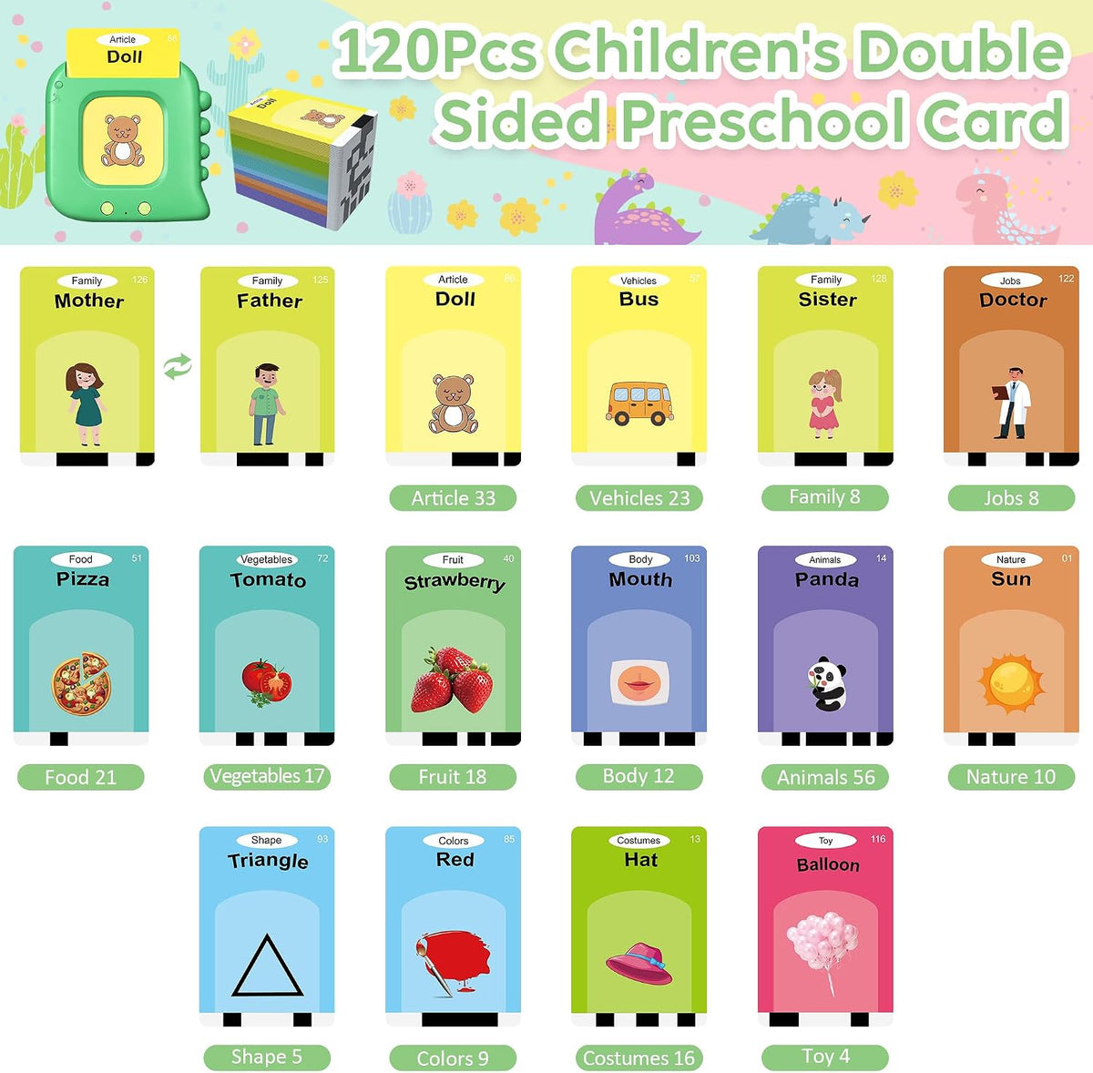 Talking Flash Cards,Kids Toddler Flash Cards with 240 Sight Words – Fun for Kids & Family - Green - image 2