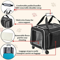 Airline Approved Expandable Premium Pet Carrier on Wheels - BLACK - image 2