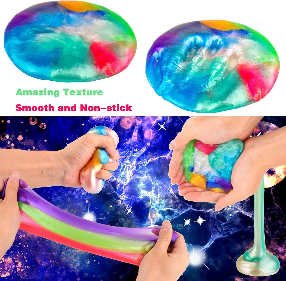4 Pack Galaxy Slime Kit, Party Favors for Kids, Non Sticky, Wet - Galaxy 75 Pack - image 4