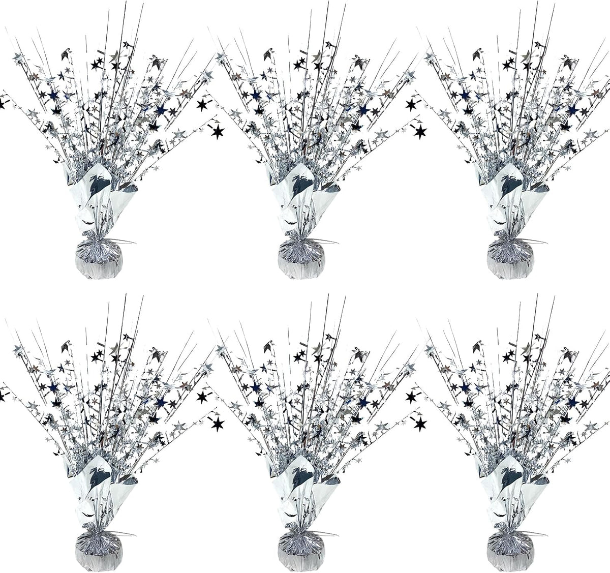 FUBININA Birthday Party Centerpieces Table Decorations Metallic Foil - Silver