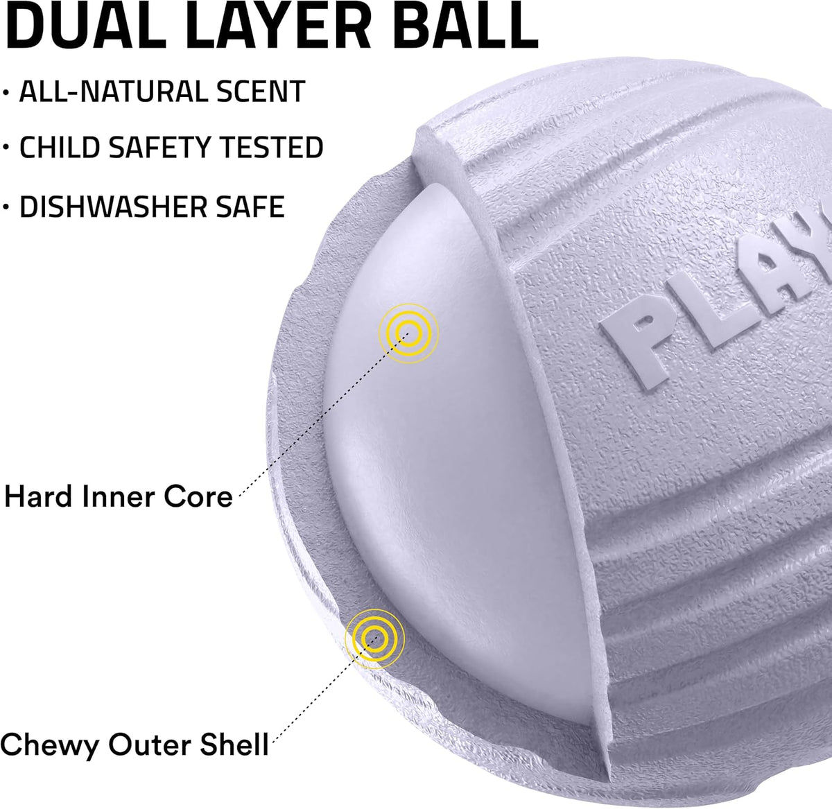 Playology Durable Large Dual Layer Dog Ball, Peanut Butter Scent - Medium / Lamb - image 2