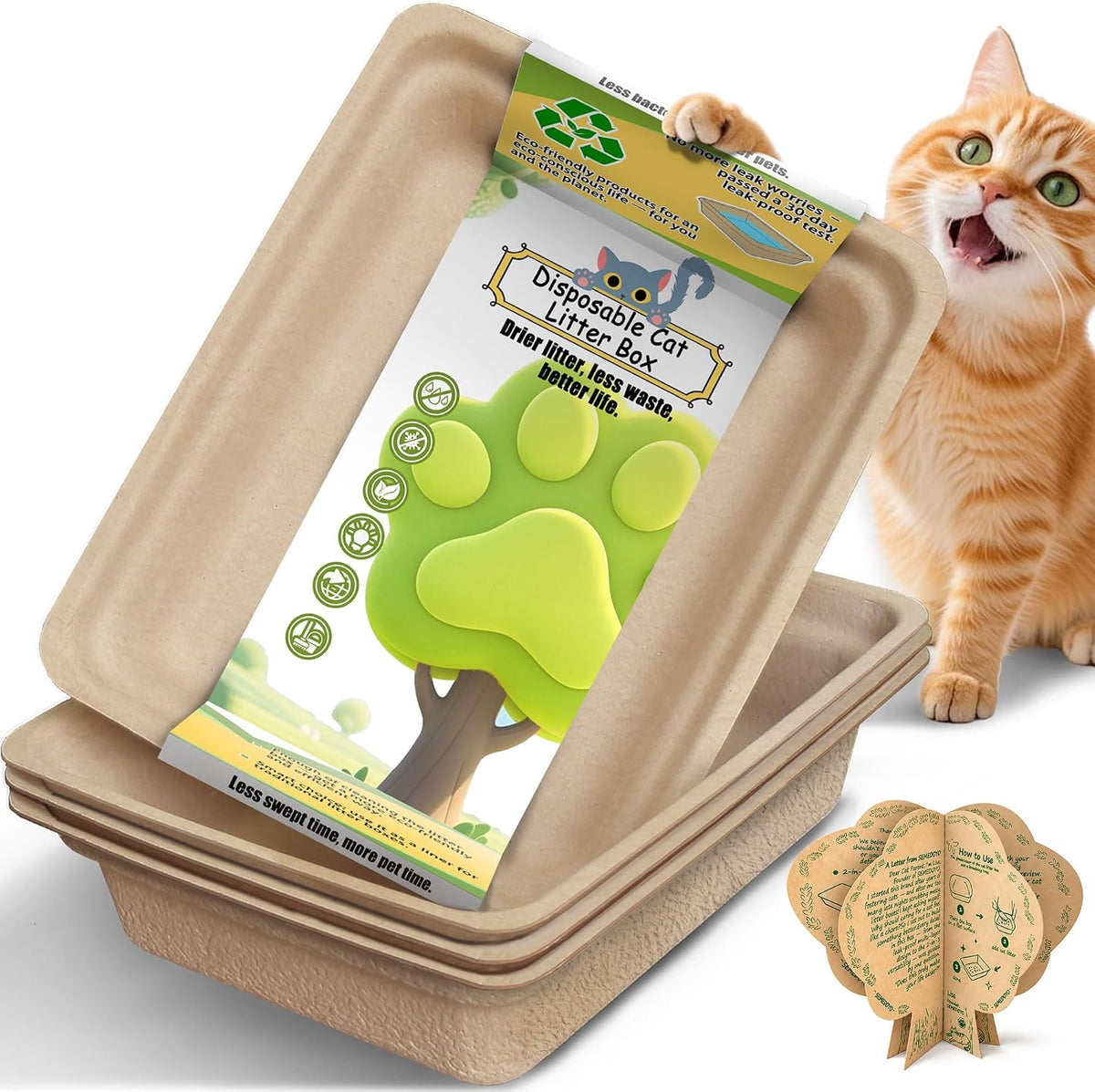 Disposable Litter Box for Cats Large: 2/4/6/8-Pack 17.5X 13.5in - 4 Packs