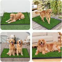 LOOBANI Dog Grass Pad with Tray Large - Dog Litter Box Indoor Potty for Apartment and Patio Training, with 2 Packs Grass Pee Pads for Replacement(Tray Potty 41 * 26.8inch)