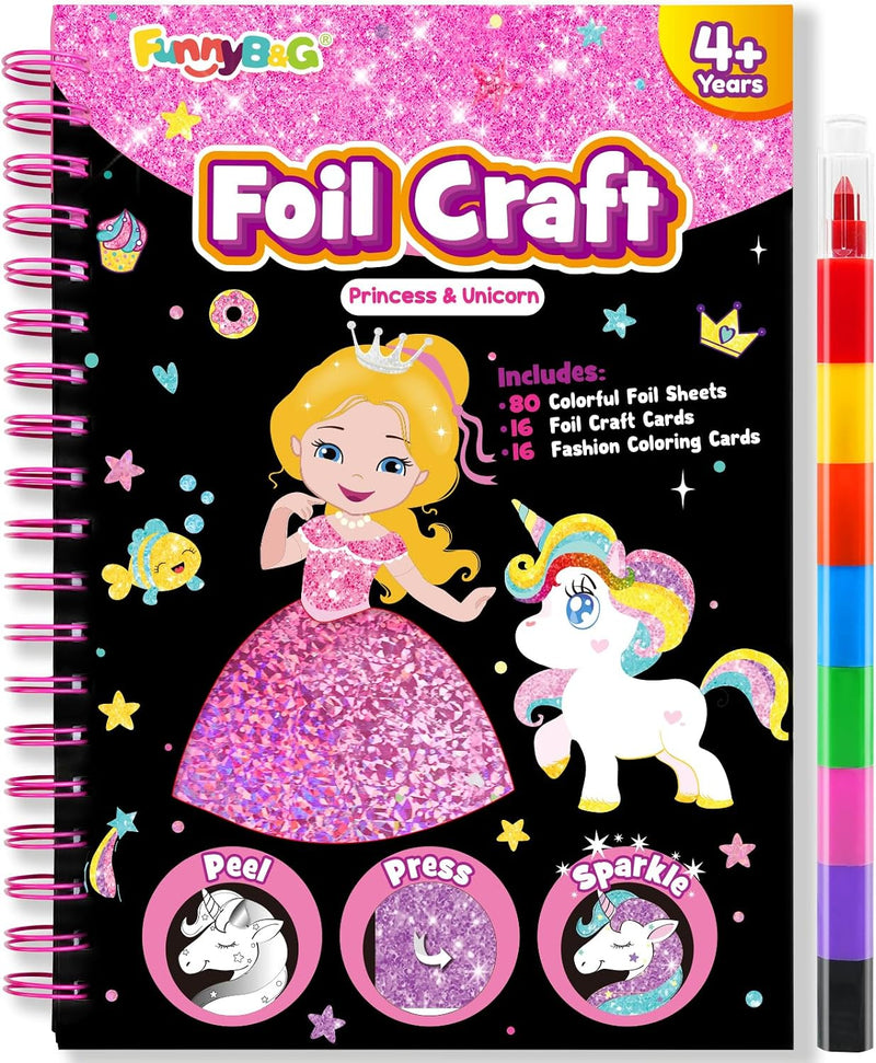 FUNNYB&G Foil Art Craft Kit for Kids - Princess