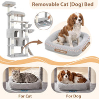 Cat Tree Tower 42'' with Condo, Indoor Scratching Post GCT005SG – Essentials for Cats - Light gray / 74.4 inch - image 4