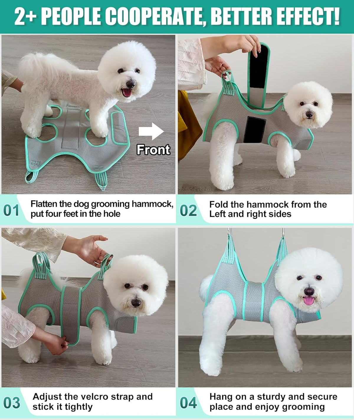 Dog Grooming Hammock Harness, Small Dog Groming Sling - S (30 LB Max) Silver Grey 6-13in - image 3