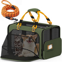Expandable Pet Carrier for Small Cats & Dogs - 24.0"L x 16.0"W x 16.0"H / Forest Green