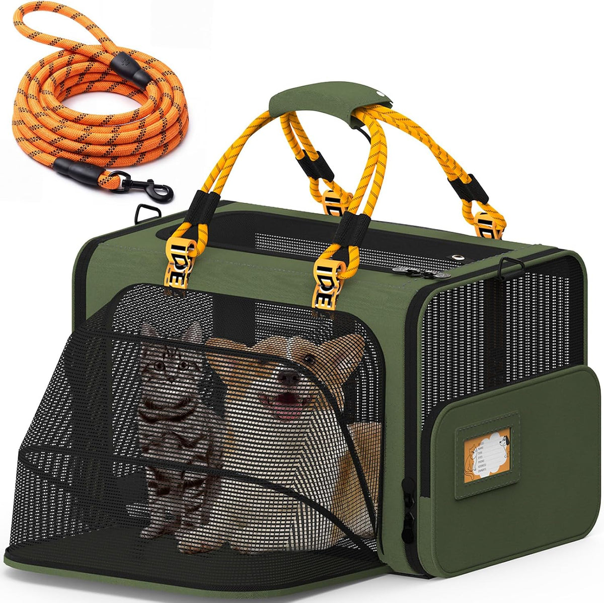 Expandable Pet Carrier for Small Cats & Dogs - 24.0"L x 16.0"W x 16.0"H / Forest Green
