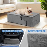 Dog Stairs for Bed 18.5" H, 4-Step Dog Steps for Small Dogs and Cats, Indoor Non-Slip Balanced Pet Stairs are Suitable for Puppy, Older Cat,Gery