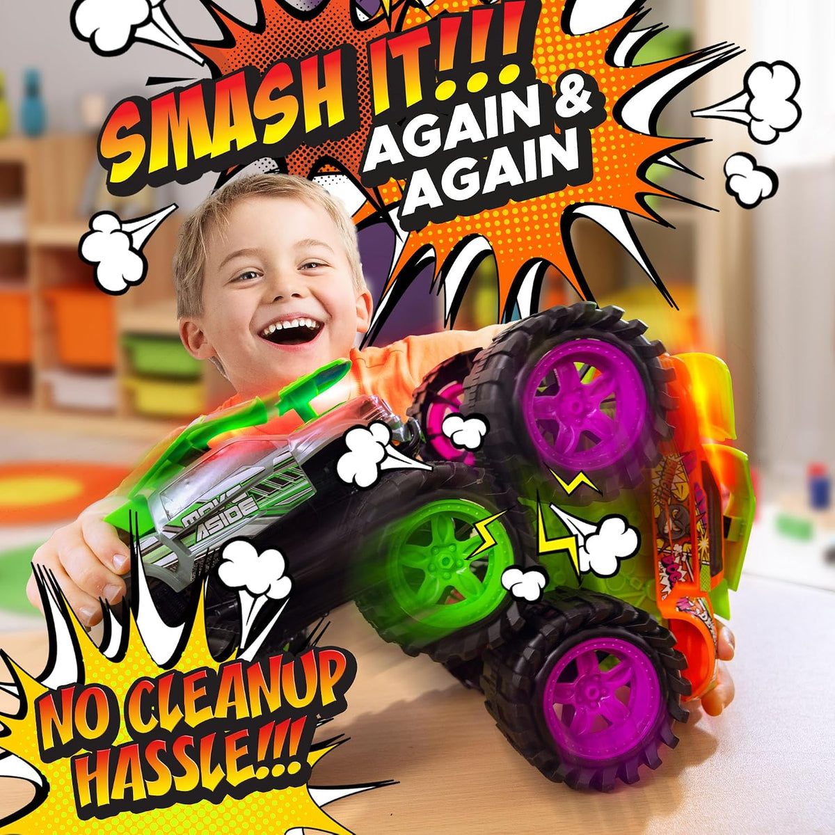 Team Power Exploding Monster Truck Toy with Explosive Crash Sounds - Orange - image 3