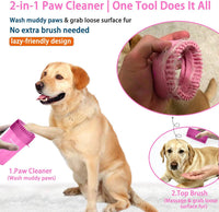 Dog Paw Cleaner Cup with Detachable Top Brush for Large & XL Dogs – Essentials for Dogs - Large(3Towels&Brush) / Pink - image 2