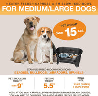 Neater Feeder Express Mess Proof Dog Bowls Elevated for Small Breeds - Medium to Large w/ Metal Slow Feed Bowl / Midnight Black - image 2