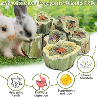 Fhiny Rabbit Chew Toys Natural Baked Papaya Wood Bunny Molar Treats Contain Alfalfa Grass Apple Carrot and Purple Sweet Potato Filling for Hamsters Guinea Pigs Chinchillas Teeth Grinding(0.44 lb)