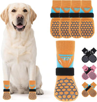 KOOLTAIL Dog Socks for Hot Pavement, Summer Breathable Dog Socks to Prevent Licking Paws, Non Slip Pet Boots&Paw Protectors for Hardwood Floor,Grippy Shoes for Small Medium Large Senior Dogs,Orange XS