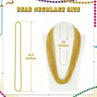 Huskein Bead Necklace, 33" Colorful Mardi Gras Beads Necklaces - Gold / 12 - image 2
