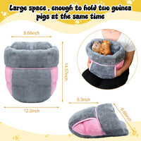 2 Pcs Guinea Pig Fleece Hideouts, Blue, Khaki, Star – Daily Care for Small Pets - Gray, Pink / Solid - image 2