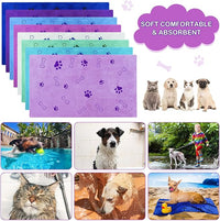 Chumia 8 Pcs Dog Towels for Drying Dogs Cats Pet Towels Bulk Puppy Microfiber Quick Drying Paw Bath Bathing Supplies Absorbent for Medium Pets(Classic Color,18 x 28 Inch)