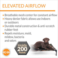 K&H Outdoor Elevated Dog Bed for Small & Medium Pets, Tan - Camo/Black Mesh / Large 42"L x 30"W - image 3