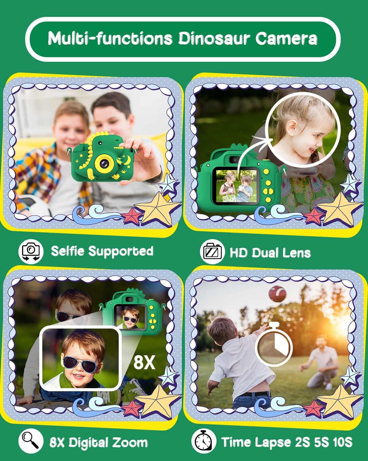 Kids Camera, Dinosaur Toddler Digital Camera for Ages 3-12 Boys Girls Childrens, Christmas Birthday - image 4