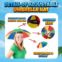 20-Inch Rainbow Umbrella Hats Adjustable Hands-Free Sun Hats – Fun for Kids & Family - image 3