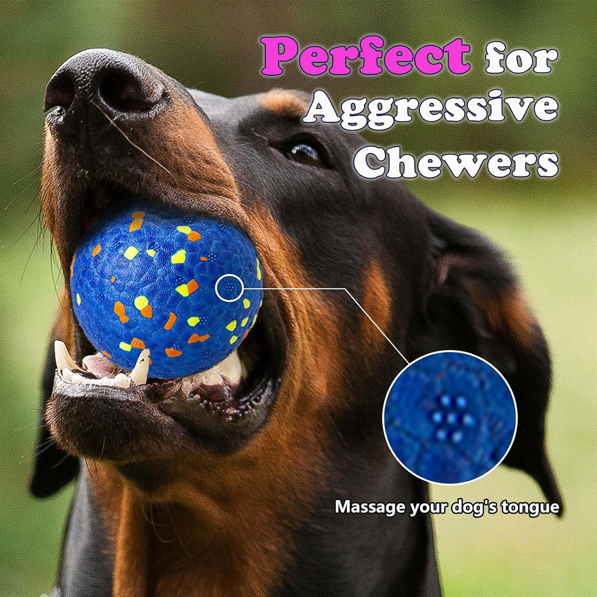 Dog Balls, Indestructible Dog Tennis Balls for Aggressive Chewers – Essentials for Dogs - Blue & Yellow (4-Pack) / Medium (3" diameter) - image 4